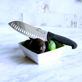 7" Scalloped Santoku Knife with fruit