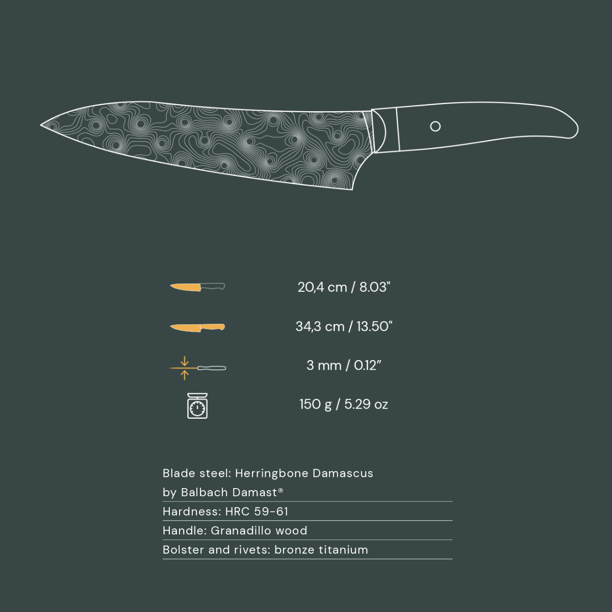 Damascus Cuoco Chef Knife
